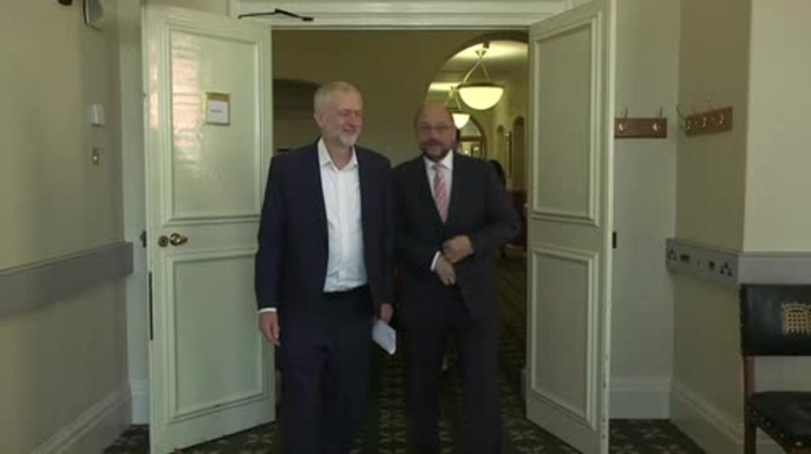 UK: EU's Schulz meets with Jeremy Corbyn on Brexit trip