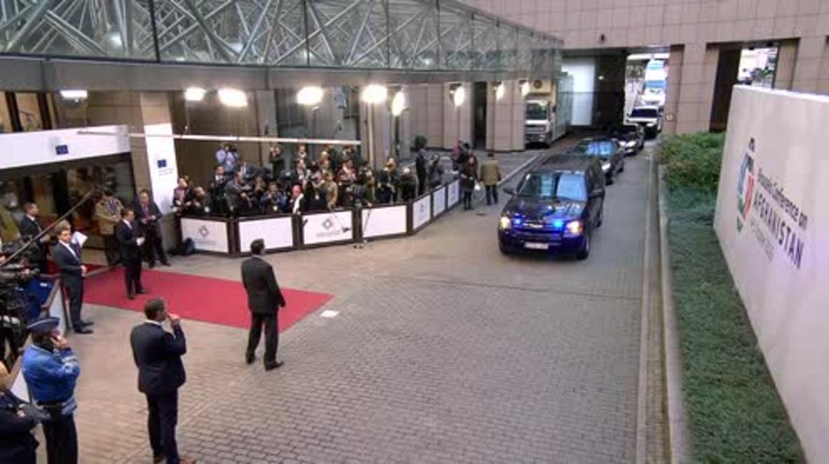 Belgium: Kerry, Mogherini, and Ghani arrive for Afghanistan Conference in Brussels