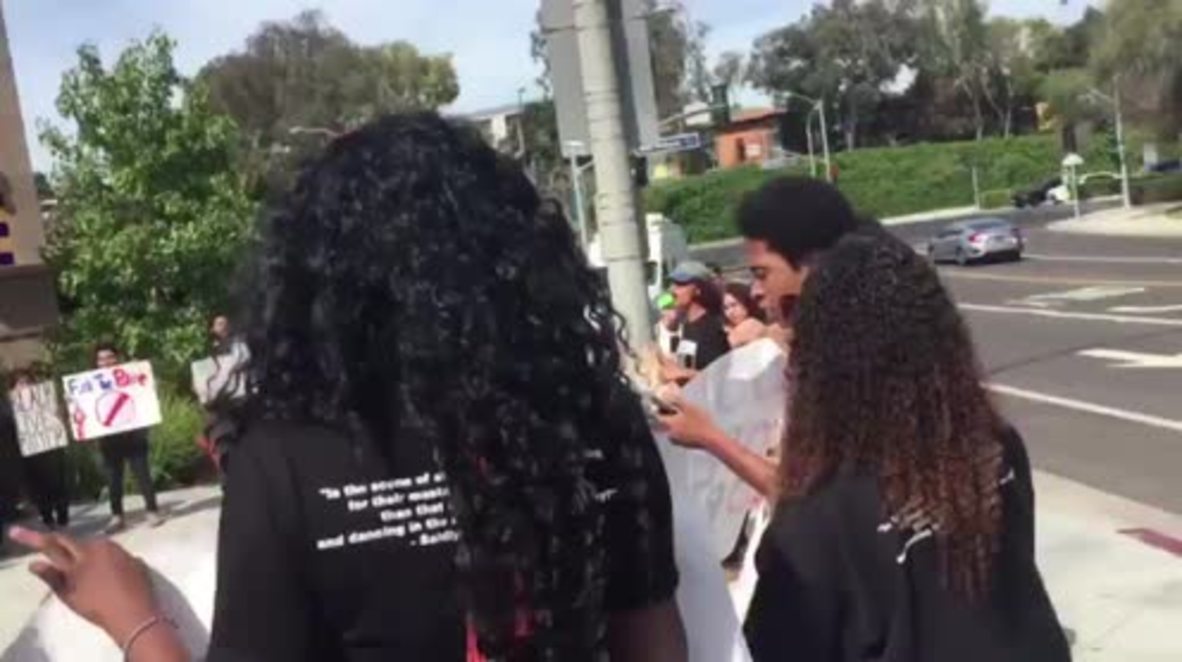 USA: BLM protests speech by LA Police Chief Charlie Beck at UC Irvine