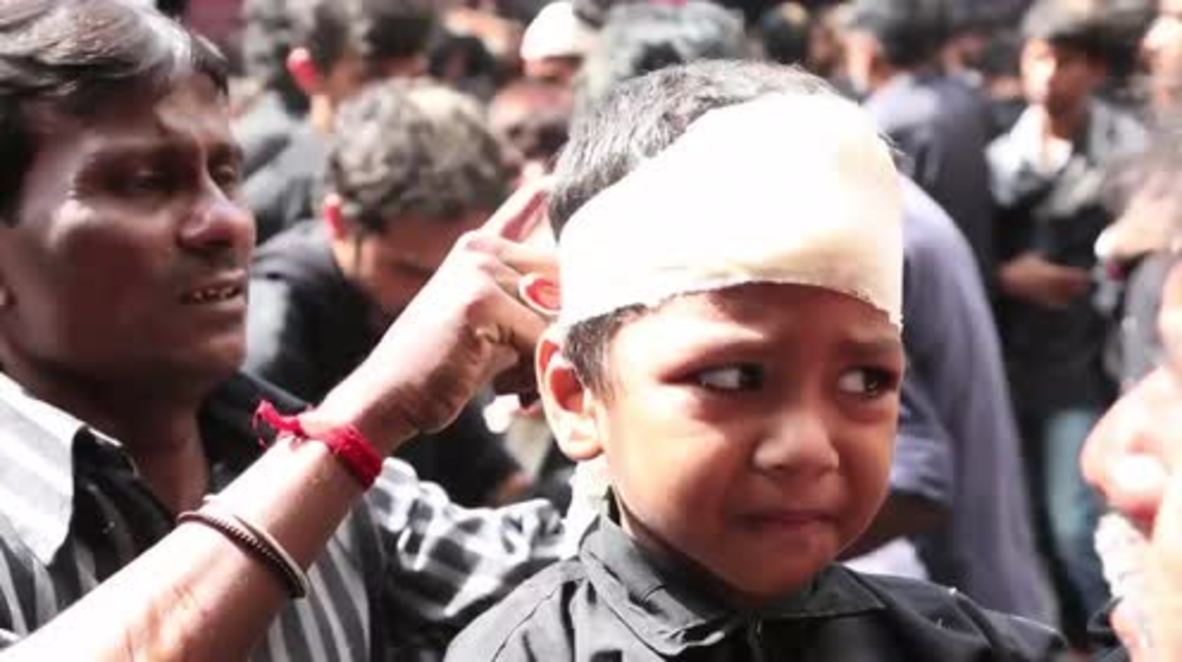 India: Blood flows in Hyderabad as Shia boys have head cut for Ashura