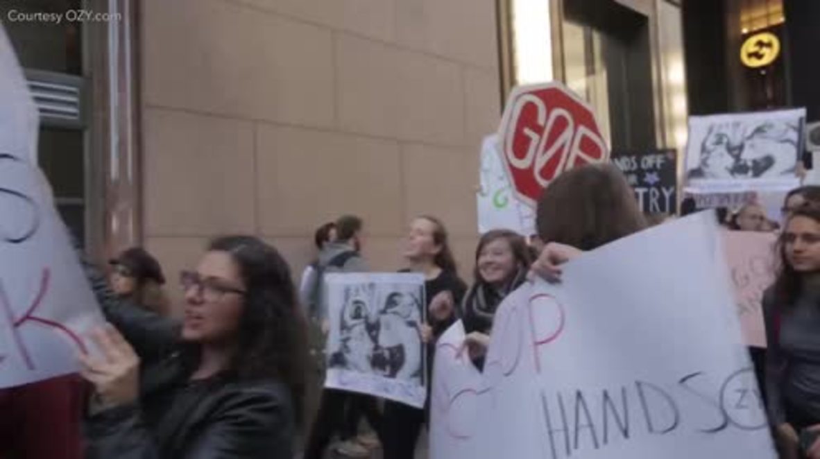 USA: Women protest sexism, racism outside Trump Tower