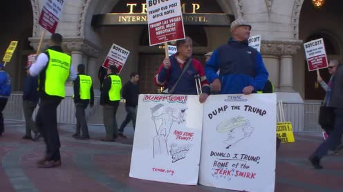 USA: Activist groups picket Trump's hotel opening in DC