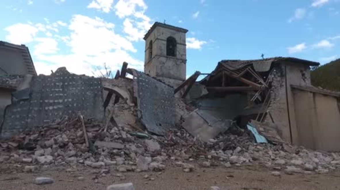 Italy: Drone footage shows devastating aftermath of twin quakes