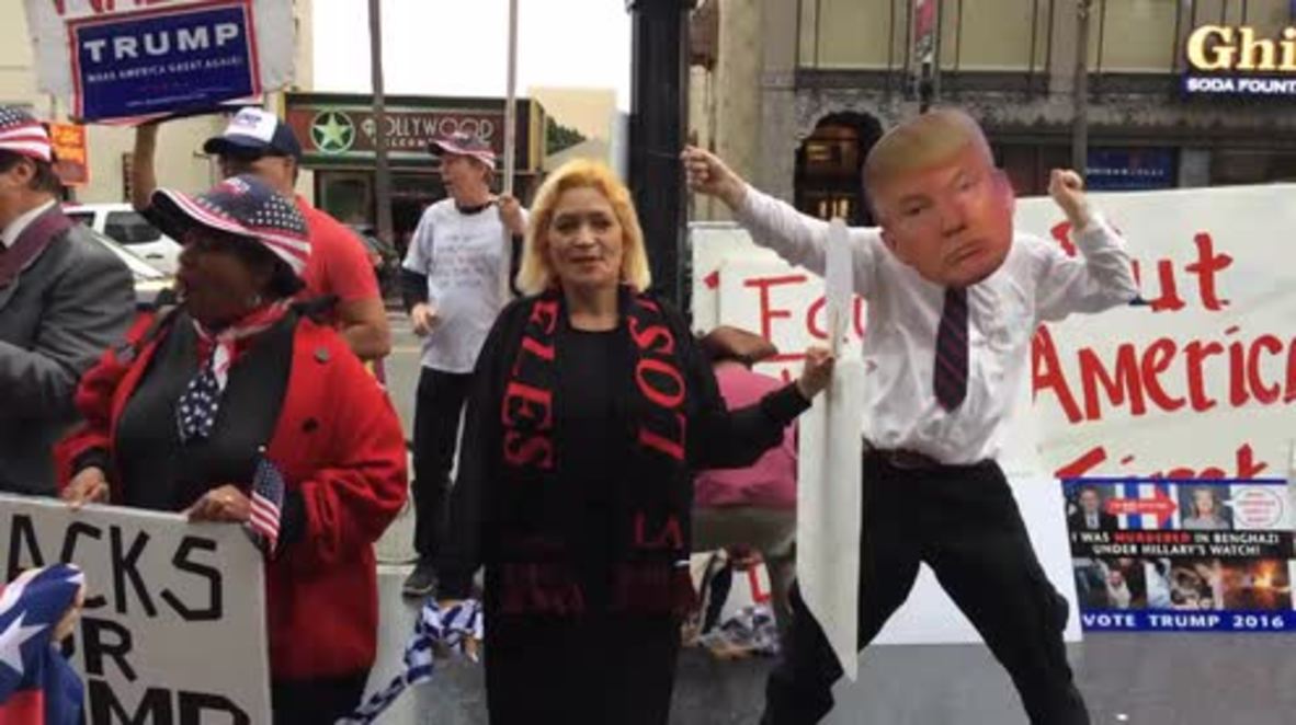 USA: Women United For Trump hold rally at Hollywood Walk of Fame