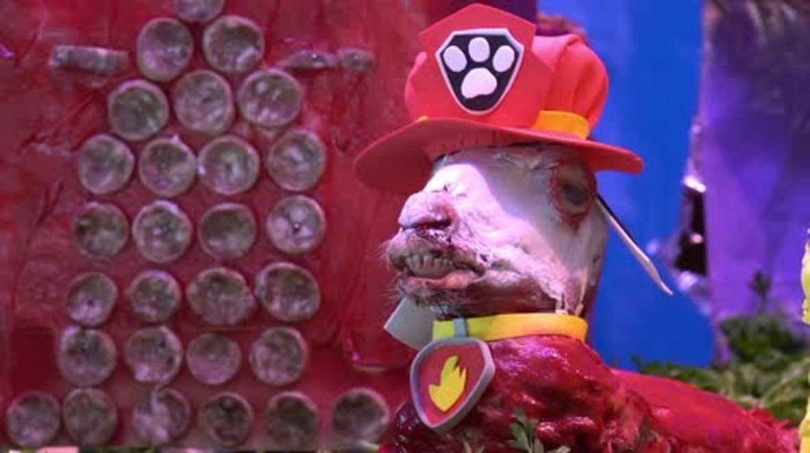 Spain: These dead goats get to dress up as police officers for All Saints Day