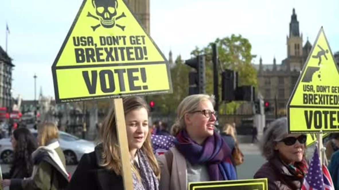 UK: Protesters urge US voters against getting ‘Brexited’ in upcoming elections