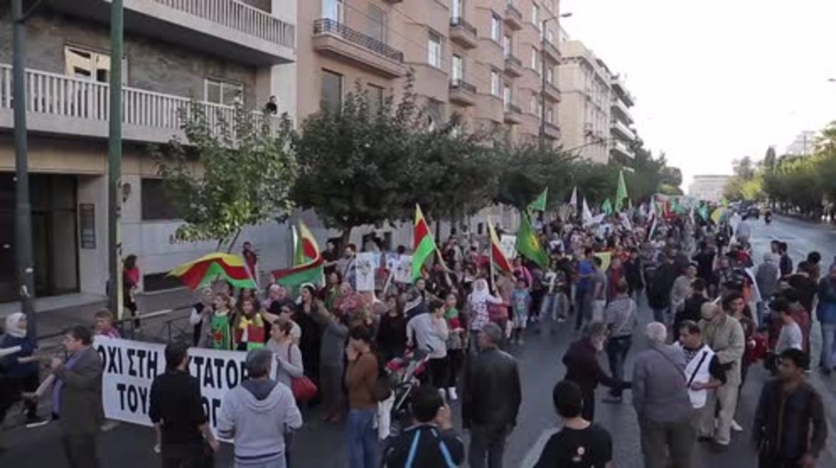 Greece: Thousands of pro-Kurdish supporters march against arrests in Turkey