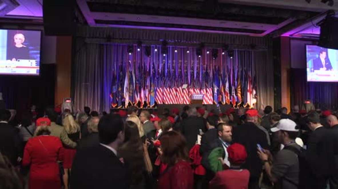 USA: Trump's supporters cheer at New York Hilton after latest projections