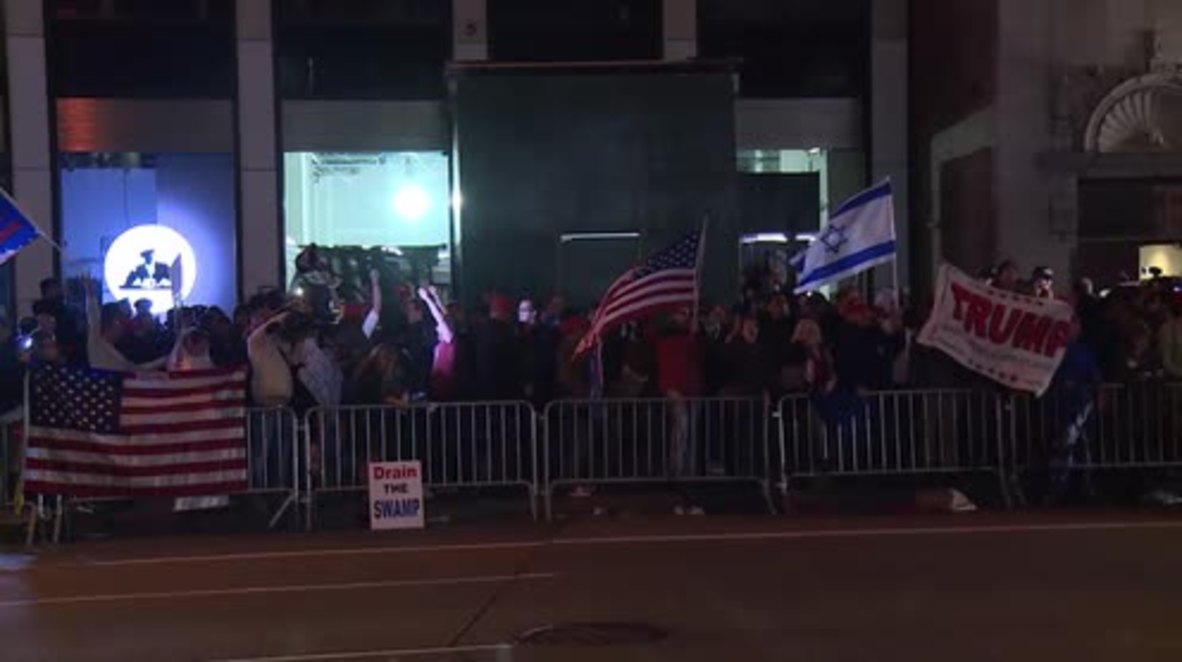 USA: Trump supporters celebrate in NYC as Trump delivers victory speech