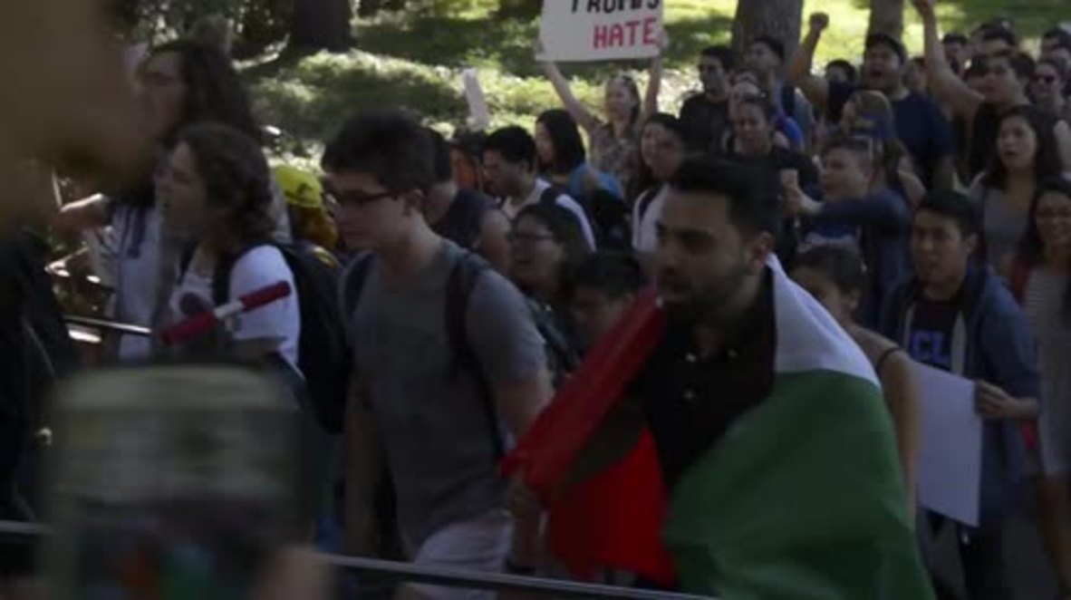 USA: Hundreds of UCLA students rally against Trump's election