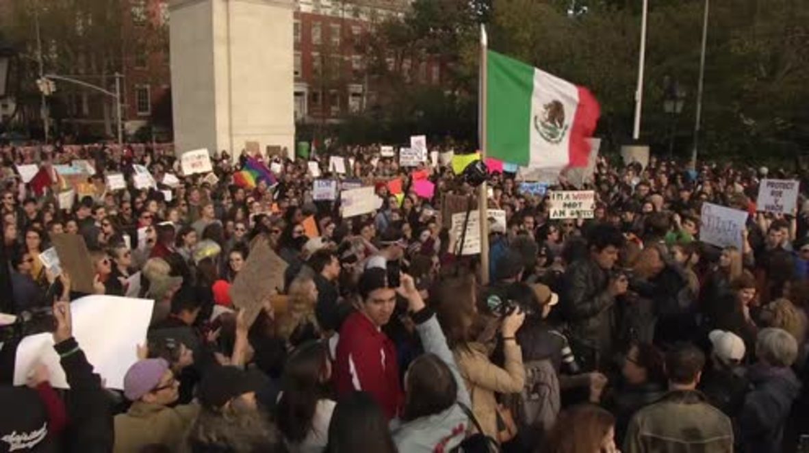 USA: Hundreds of New Yorkers take part in 'Love Rally' following Trump's win