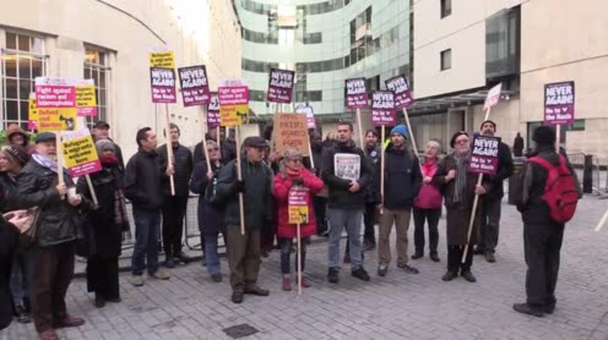 UK: Anti-fascists picket the BBC over Le Pen interview