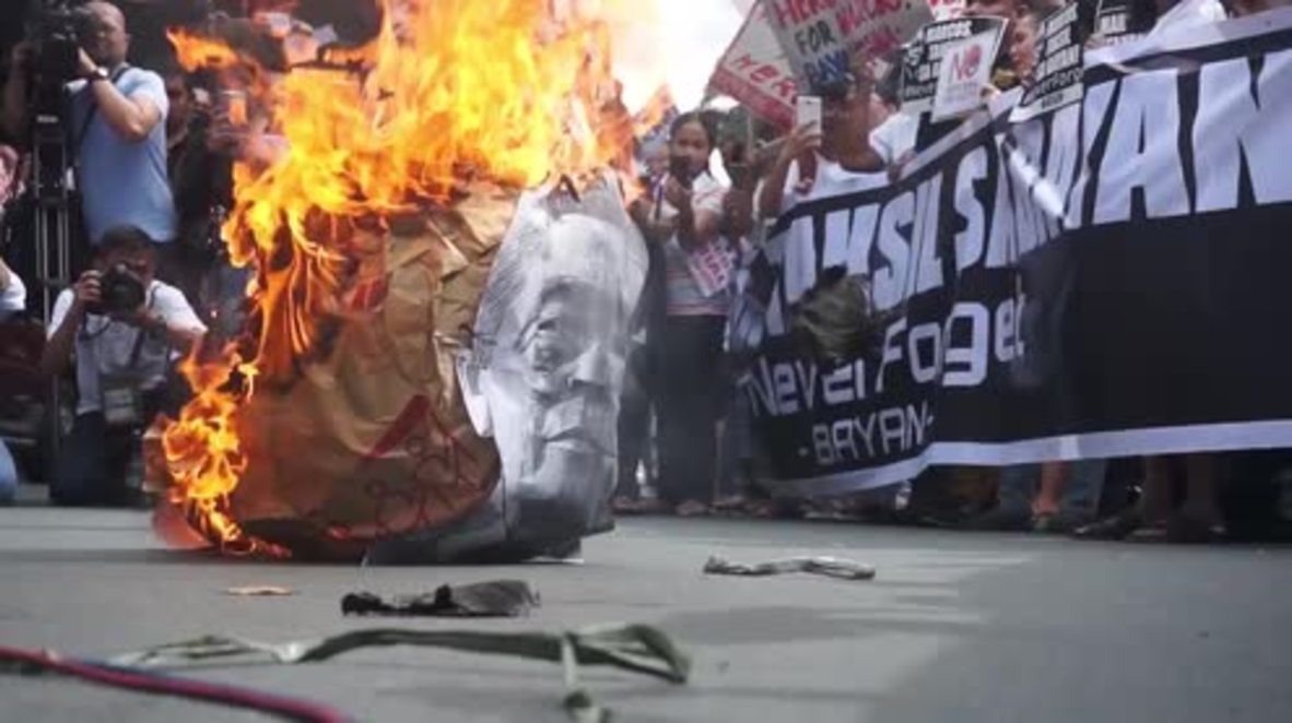 Philippines: Scores protest 'hero's burial' for former leader Ferdinand Marcos