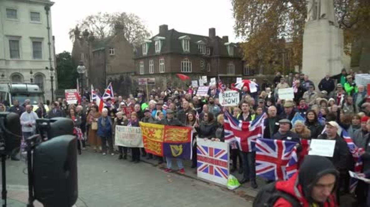 UK: Brexiteers rally outside parliament calling for swift exit from EU