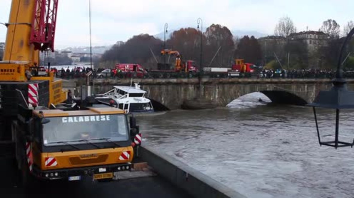 Italy: Tourist boat swept away by water flow as floods hit Turin