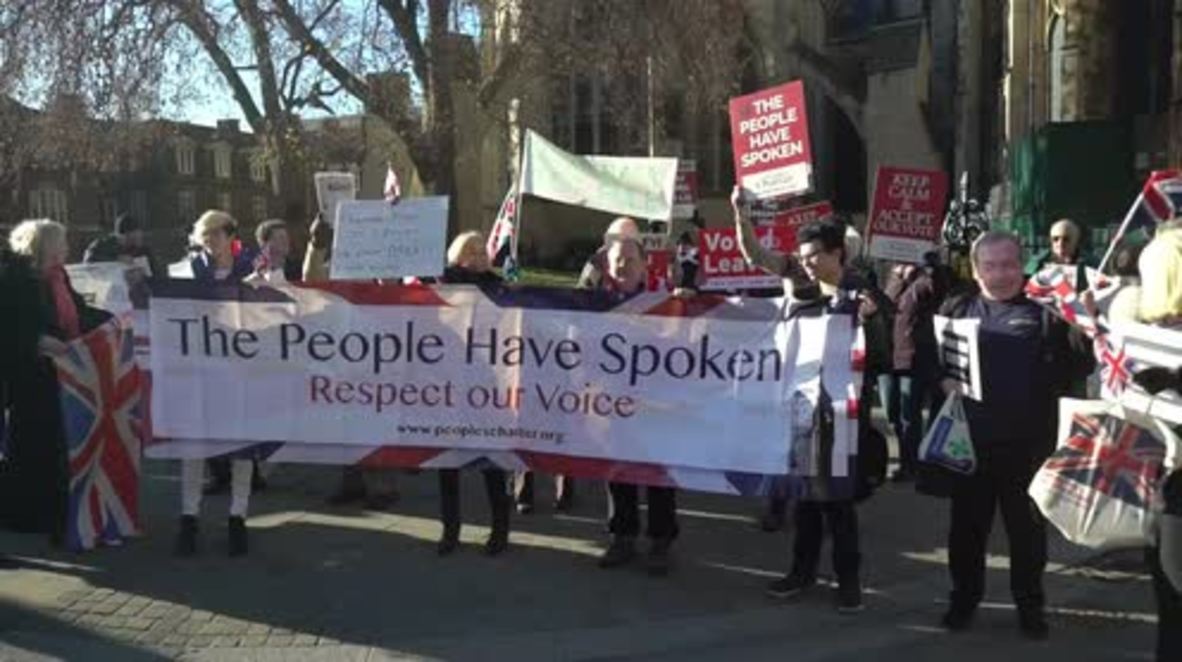 UK: Pro-Brexit protesters rally in London ahead of Supreme Court hearing on Article 50
