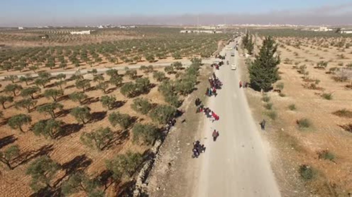 Syria: Drone shows civilians fleeing from militant-held E. Aleppo