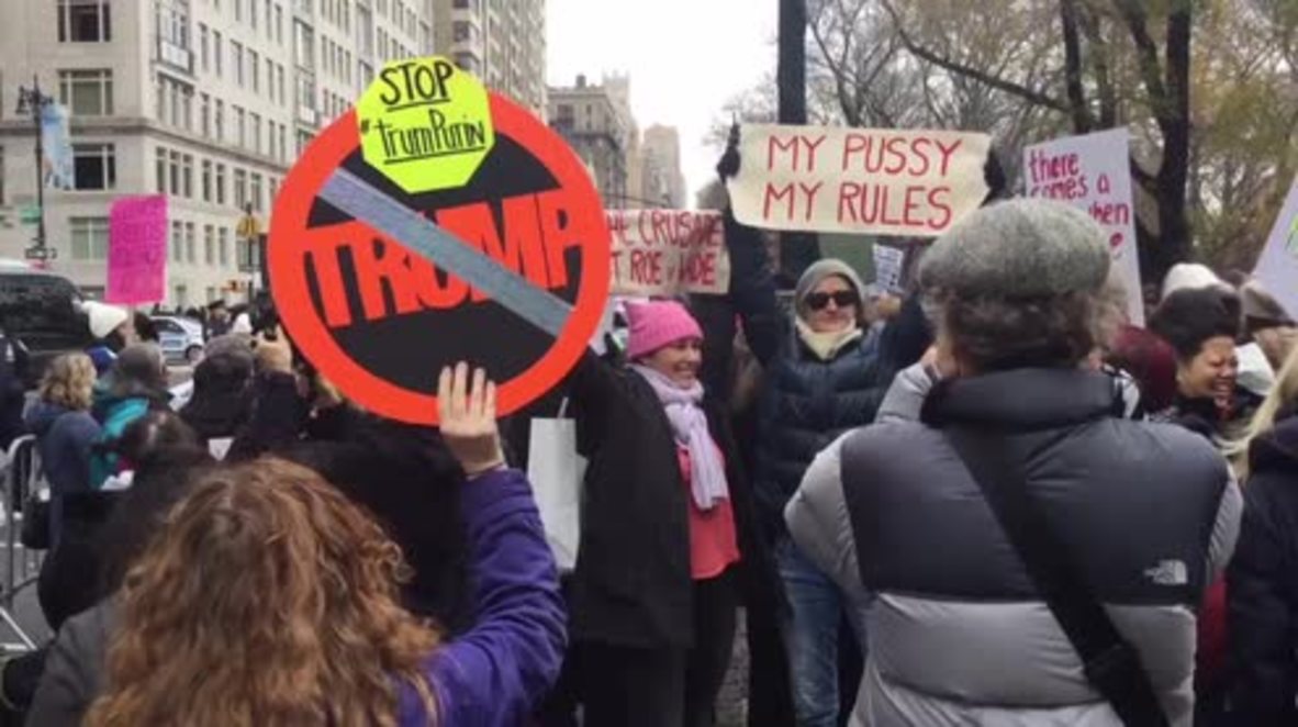 USA: Women across New York stage strike against Trump
