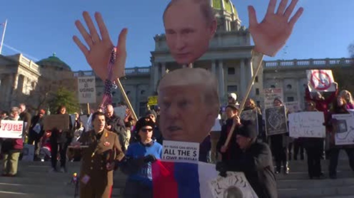USA: Anti-Trump protesters gather outside PA State Capitol as Electoral College votes