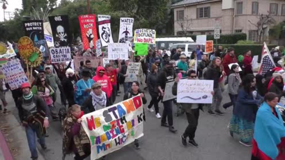 USA: 'Obama can you hear us now?' - Hundreds protest DAPL in Pasadena