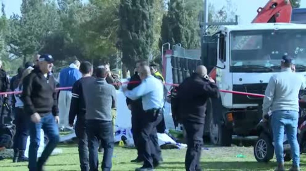 East Jerusalem: Forensics officers examine scene of truck attack
