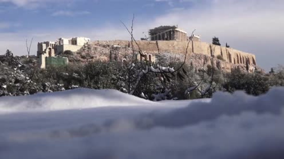Greece: Acropolis blanketed in white as Athens witnesses rare snowfall
