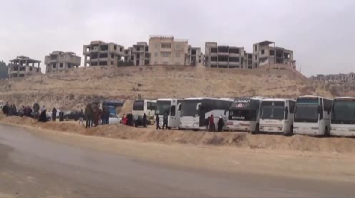 Syria: Buses arrive to evacuate civilians and militants from Wadi Barada