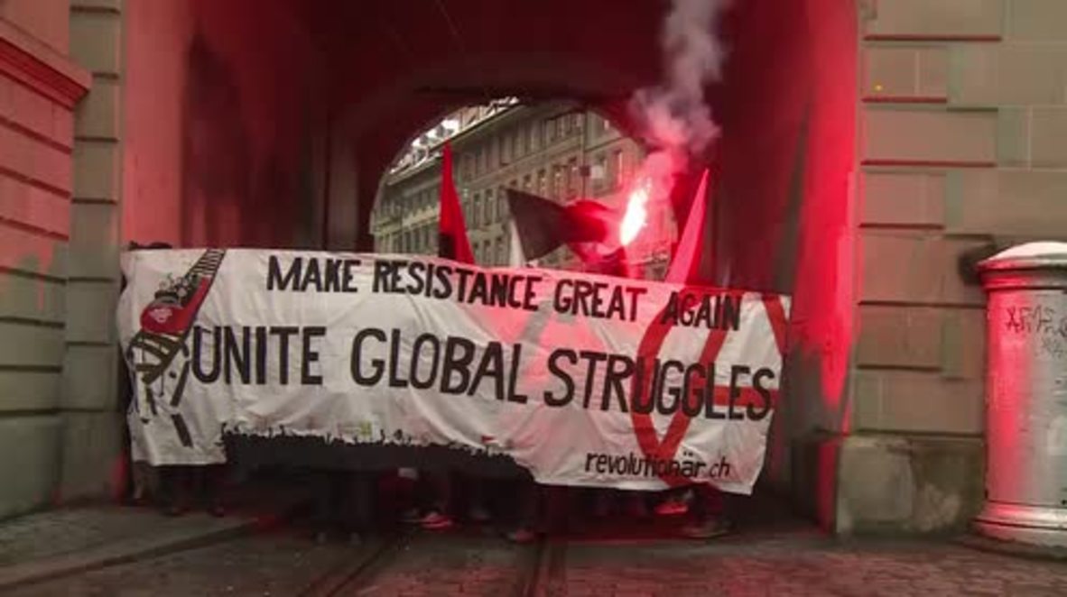 Switzerland: Protesters rally against Davos meeting of World Economic Forum in Bern