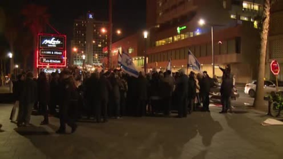 Israel: Israelis protest Paris peace conference outside French embassy