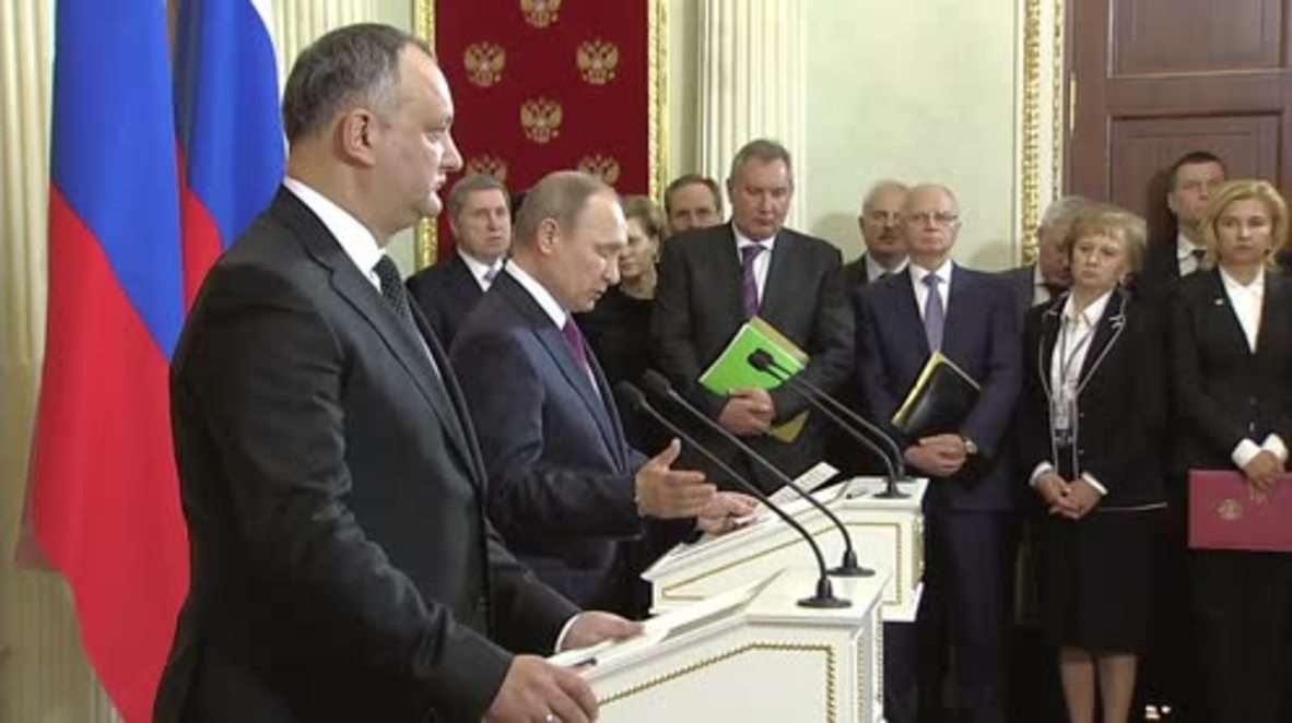 Russia: Moldovan leader states support for EU agreement repeal, alongside Putin