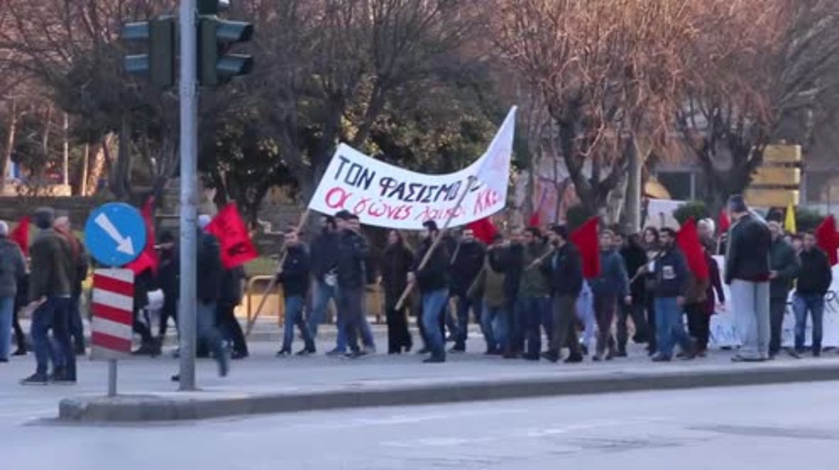 Greece: Antifa demonstrators protest far-right attack on schools accepting refugees