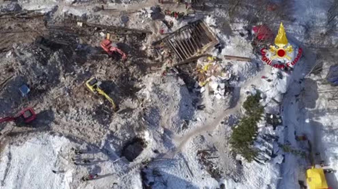 Italy: Drone captures avalanche-devastated site of Hotel Rigopiano