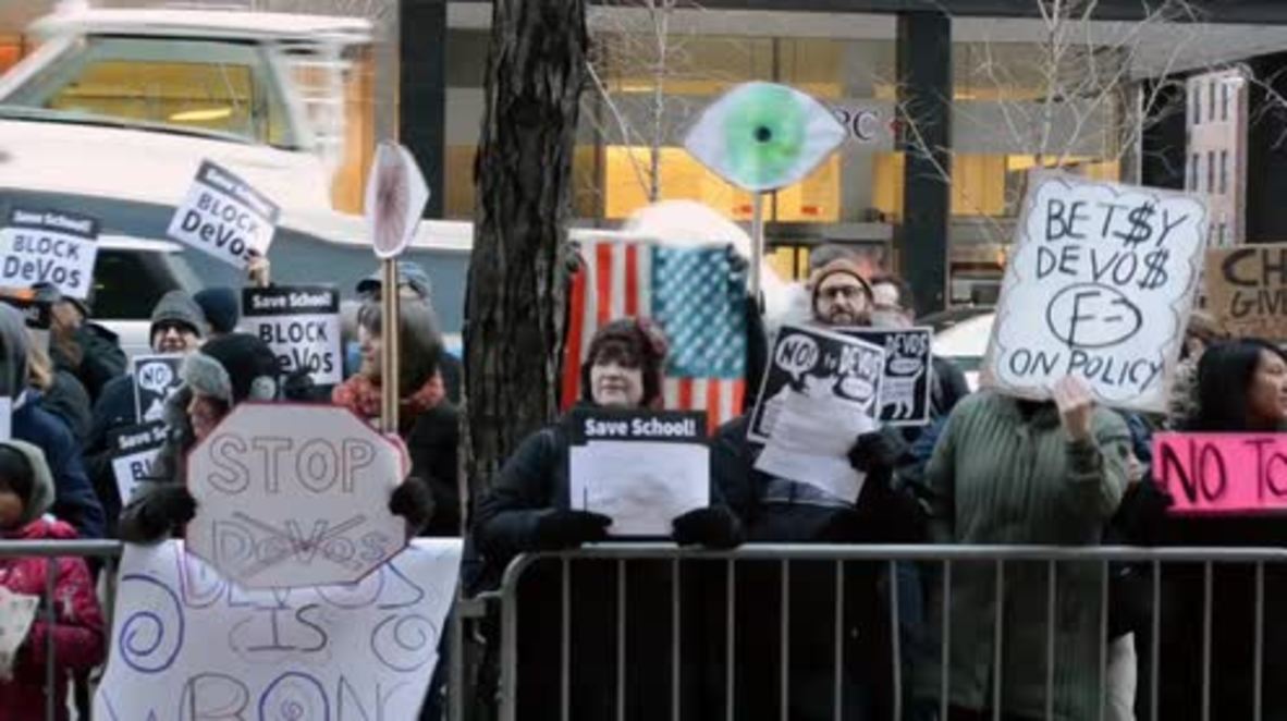 USA: Protesters urge NY senators to block DeVos's Education Sec appointment