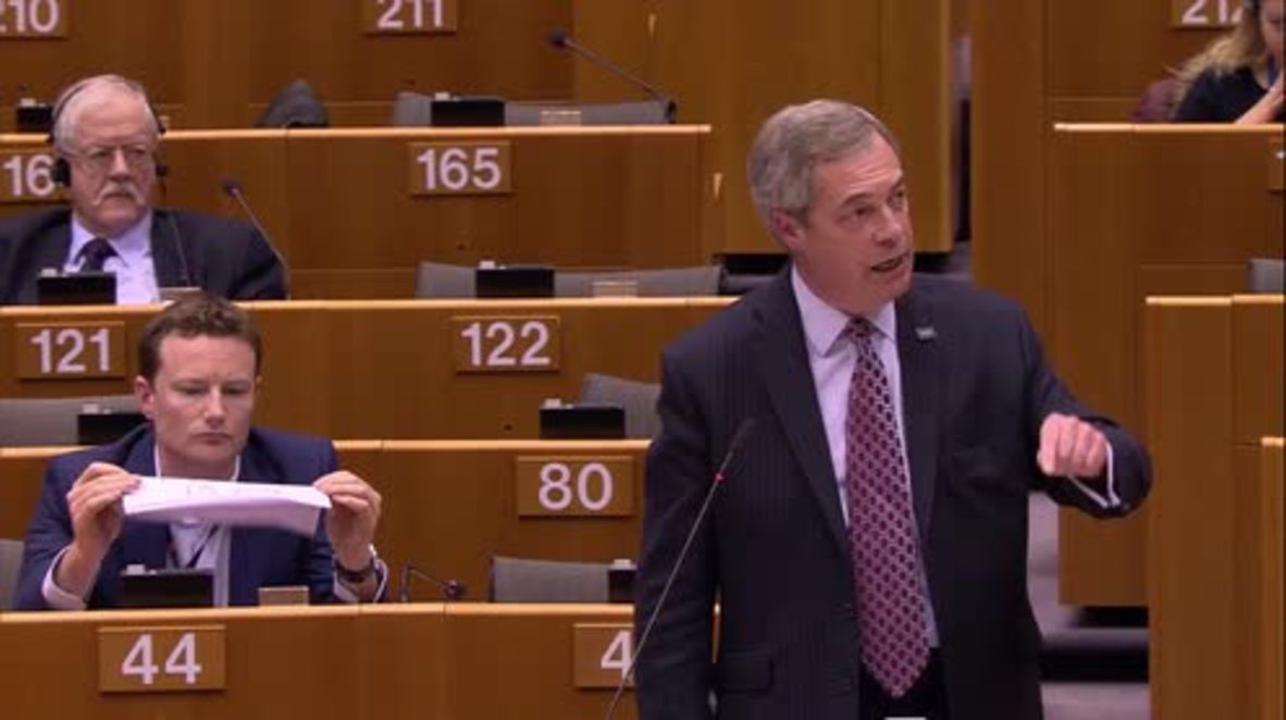 France: MEP trolls UKIP's Nigel Farage with sign reading 'He's Lying To You'