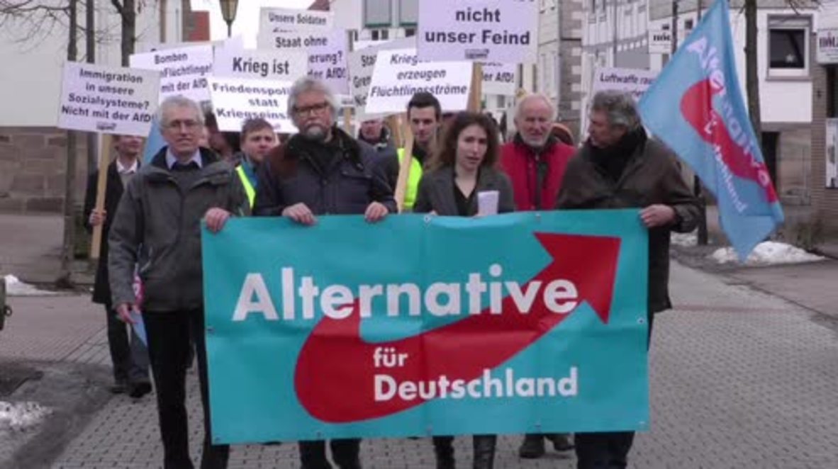 Germany: AfD activists rally against SPD’s Martin Schulz in Friedewald