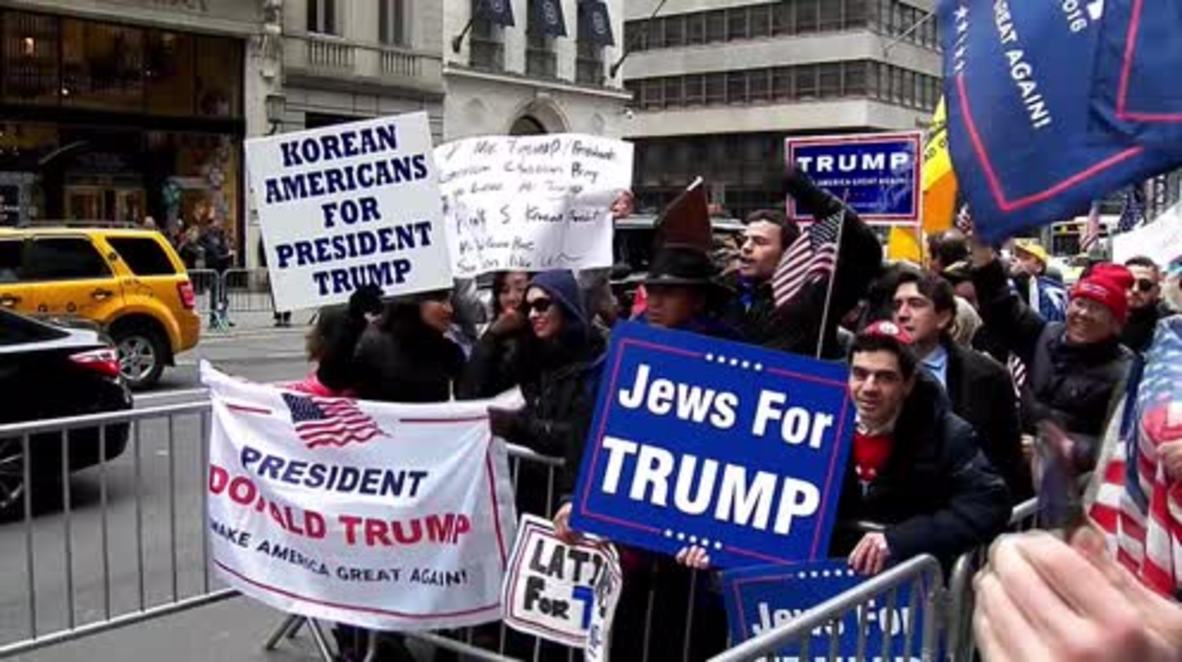 USA: Pro and Anti-Trump rallies face off outside Trump Tower NYC