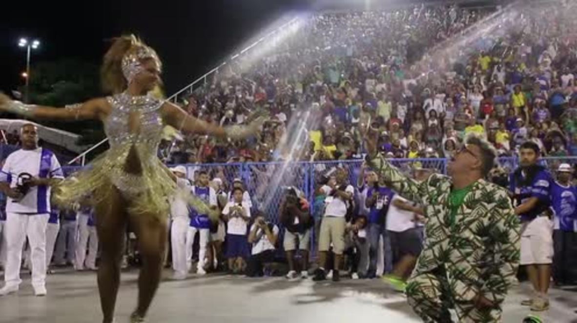 Brazil: Samba dancer practise steps before 2017 Rio Carnival