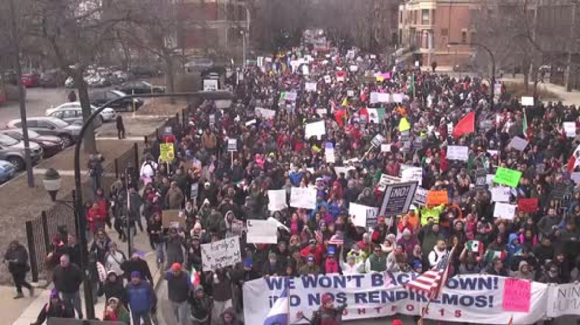 USA: Thousands protest Trump immigration policies on 'A Day Without Immigrants‘ in Chicago