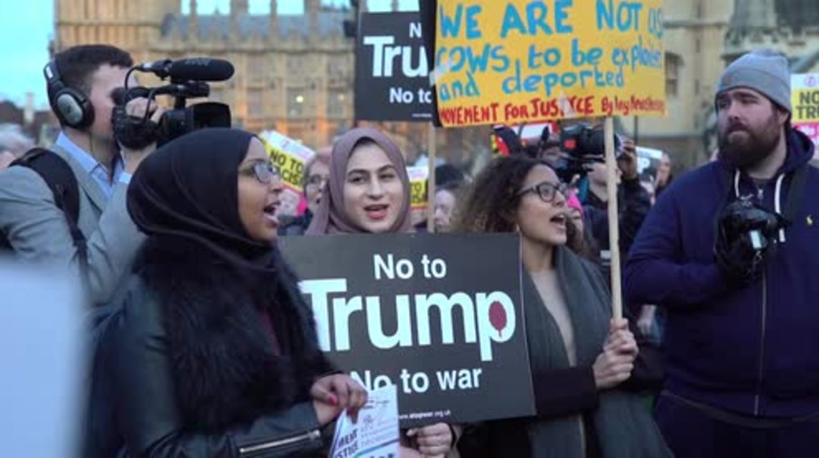 UK: Londoners rally against Trump’s state visit outside Houses of Parliament
