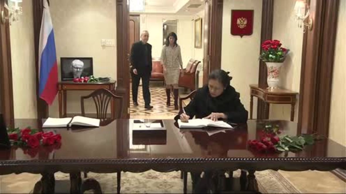 United Nations: US ambassador Nikki Haley signs Churkin’s book of condolences in New York