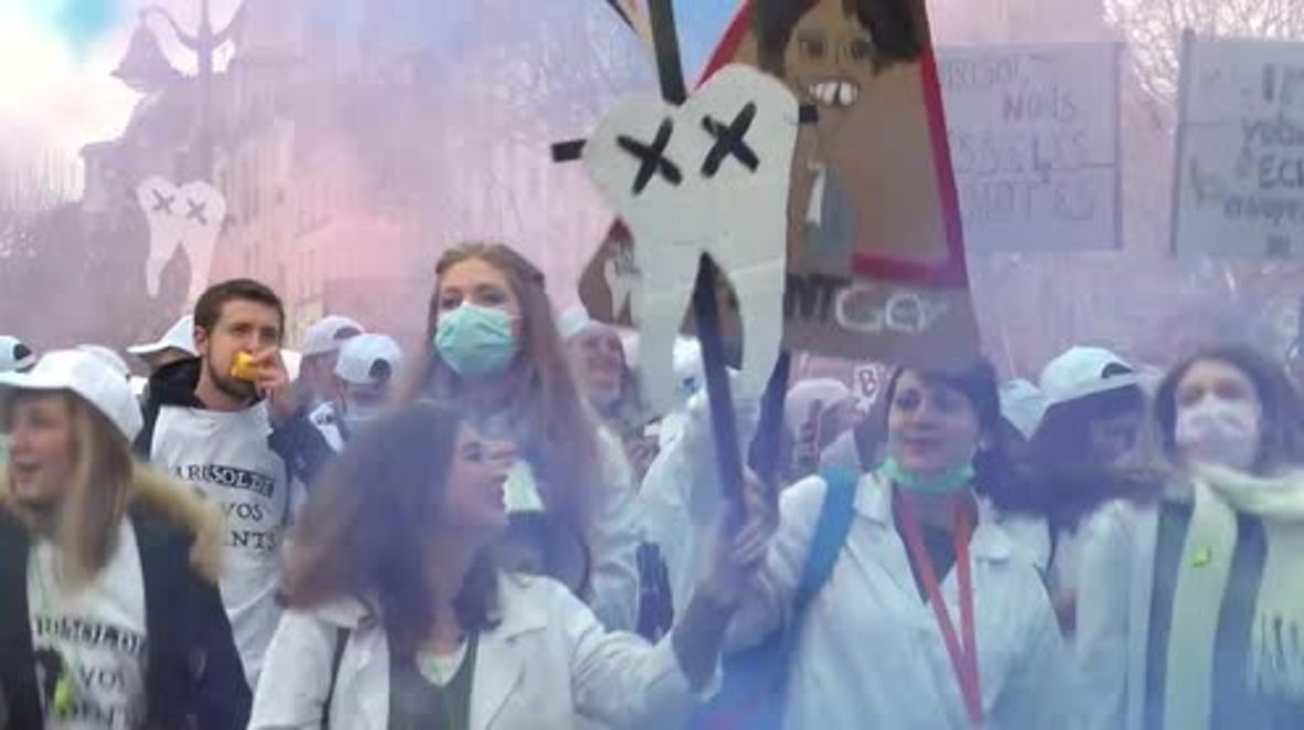 France: Thousands of dentists protest amid dental care tariff law in Paris