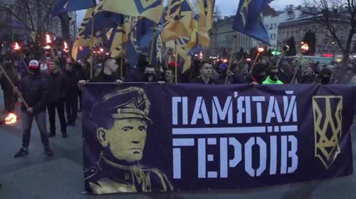 Ukraine: Far-right Azov Battalion march to honour UPA General Shukhevych