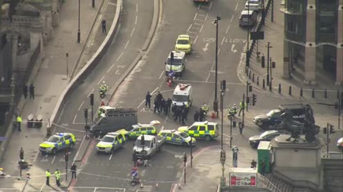 UK: Aftermath of Houses of Parliament attacks captured by helicopter camera