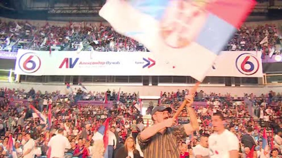 Serbia: PM Vucic holds large presidential election rally in Belgrade