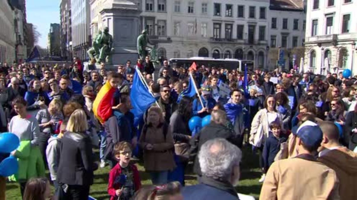 Belgium: Pro-EU rally takes place in Brussels on the EUs 60th anniversary