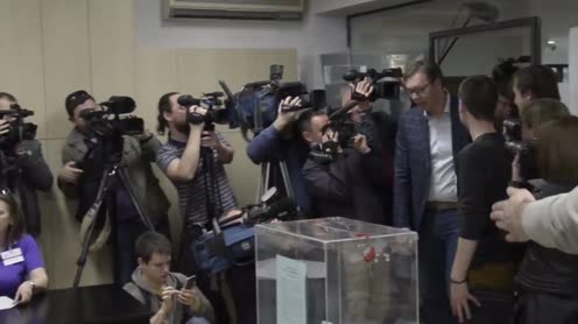 Serbia: Prime Minister Vucic casts ballot in bid for presidency