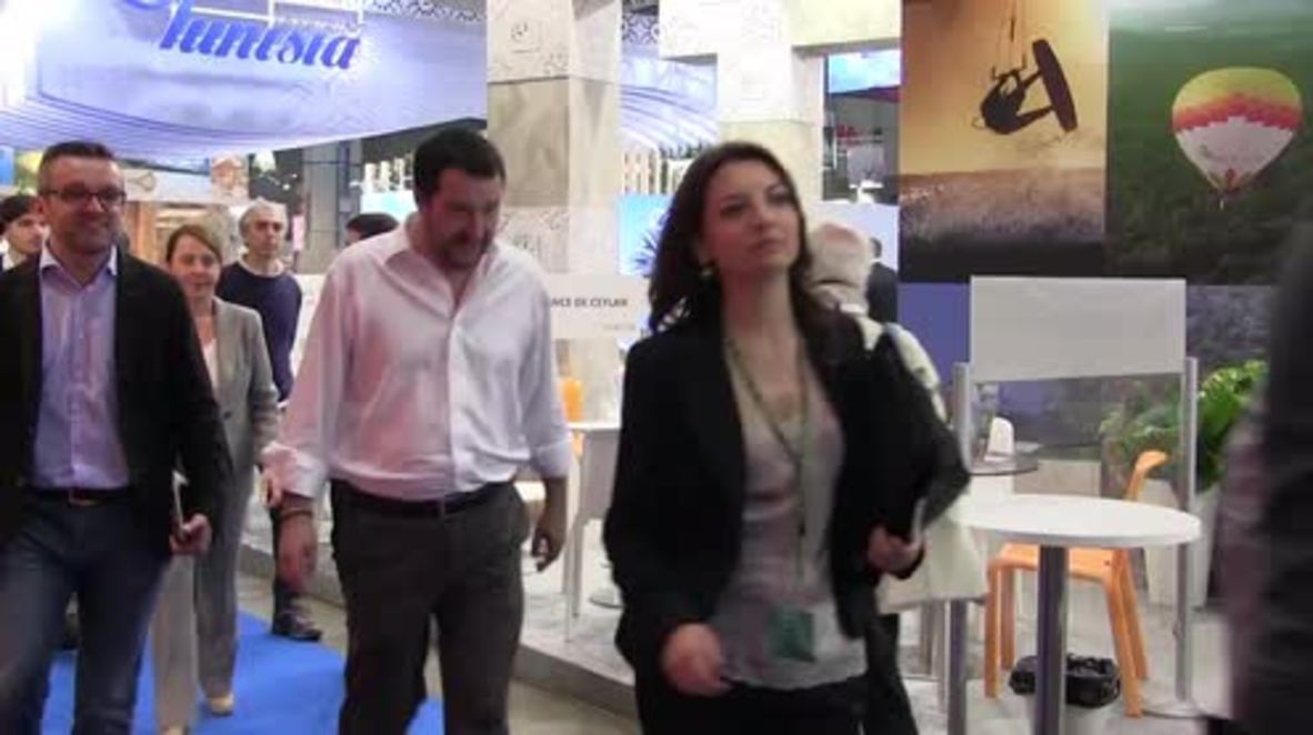 Italy: Lega Nord's Salvini visits Russian stand at Milan tourism fair