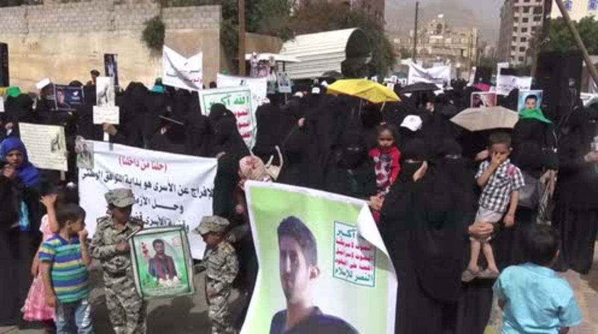 Yemen: Women rally outside UN's Sanaa offices calling for prisoners' release