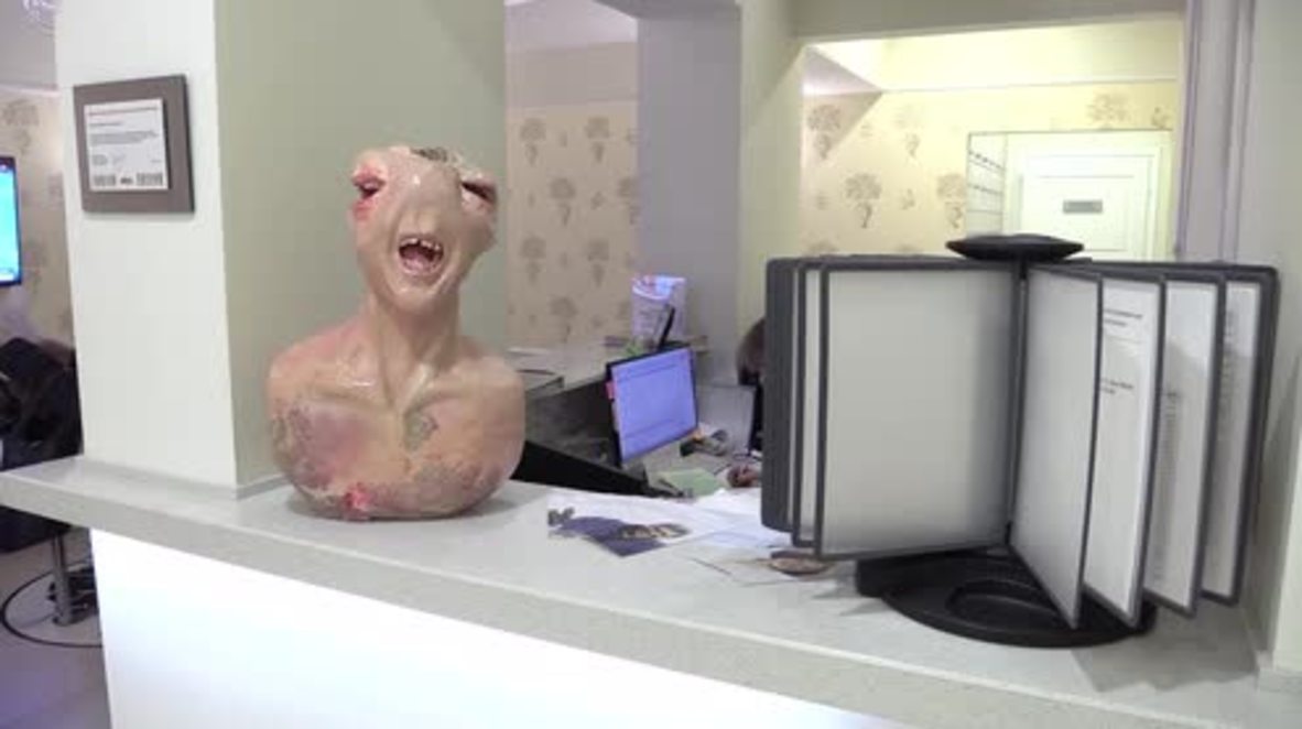 Russia: Terrifying Human teeth sculpture spooks patients into dental care at St. Pete clinic