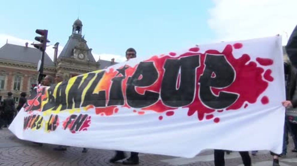 France: Protesters slam National Front's Le Pen ahead of presidential campaign rally